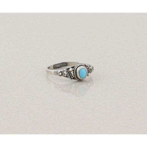 Sterling Silver Turquoise Leaf Ring Size 8 1/4 - Picture 3 of 8